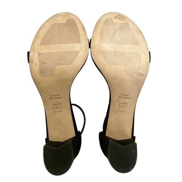 Stuart Weitzman Women’s Black Suede Ankle Strap Block Heel Sandals Size 9.5M - Picture 10 of 11